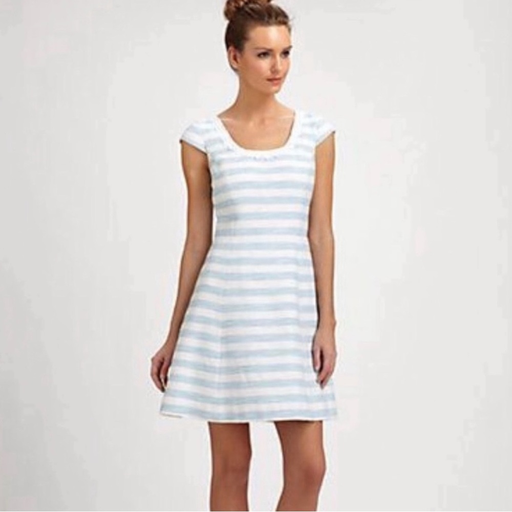 NWOT Lilly Pulitzer Rylan Blue and White Boucle Stripe dress 00